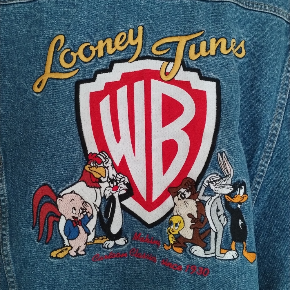 Vintage Warner Brothers Looney Tunes Denim Jacket Mens size Large - Picture 2 of 6